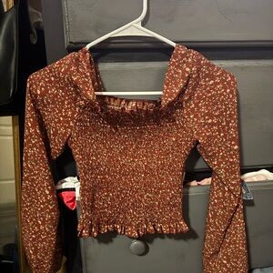 Floral Smocked Red Top